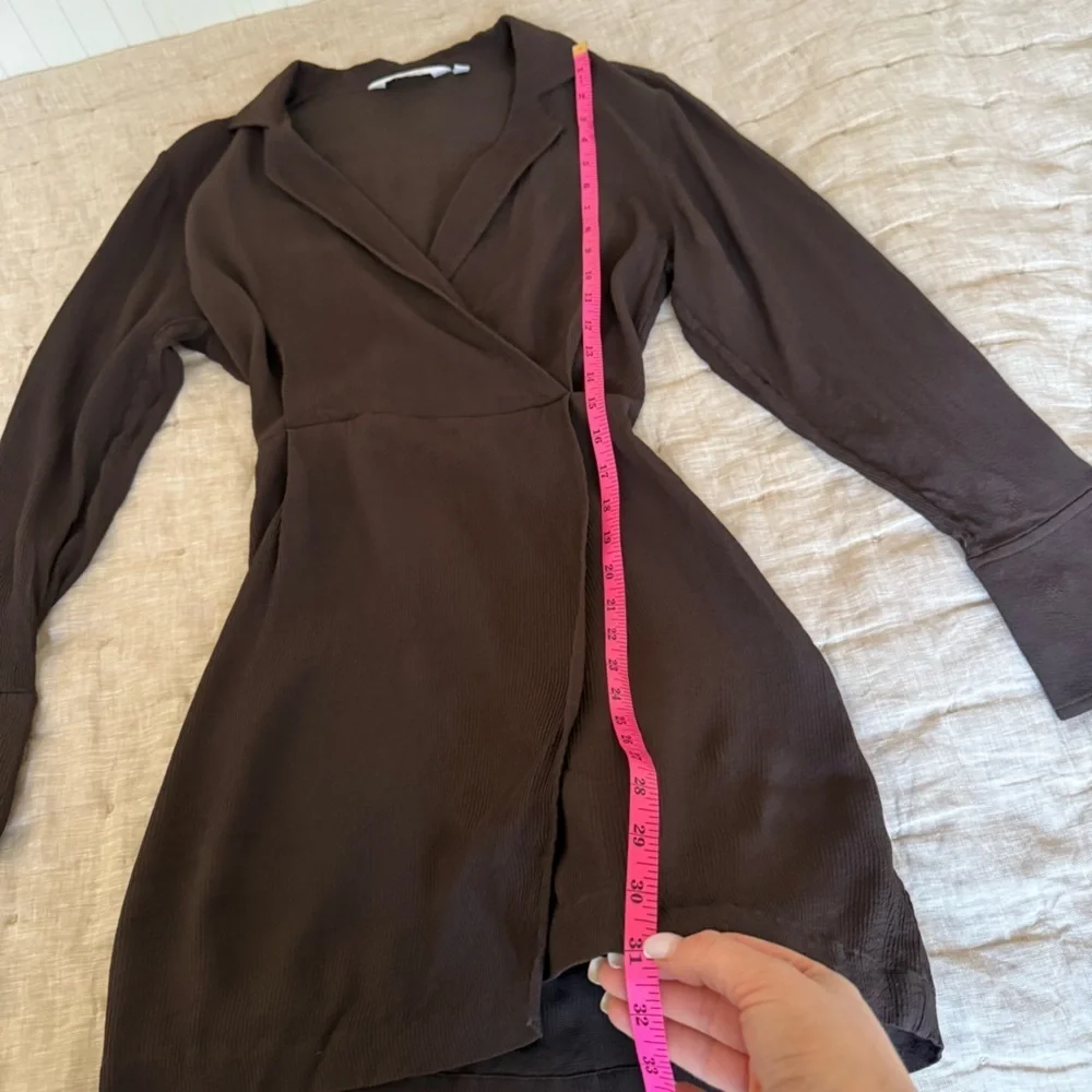 & Other Stories Collared Wrap mini dress brown size 0